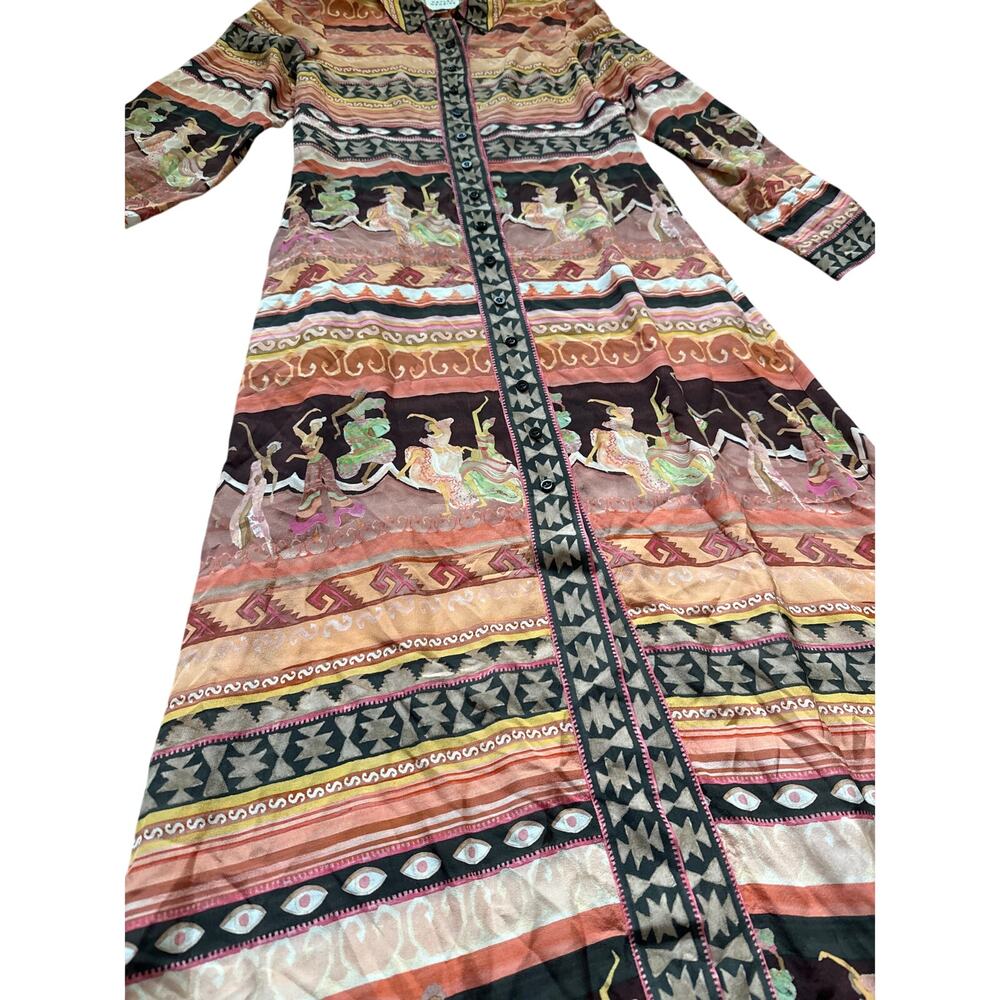 Peach Multi Printed Maxi Shirt Dress - Picture 10 of 16